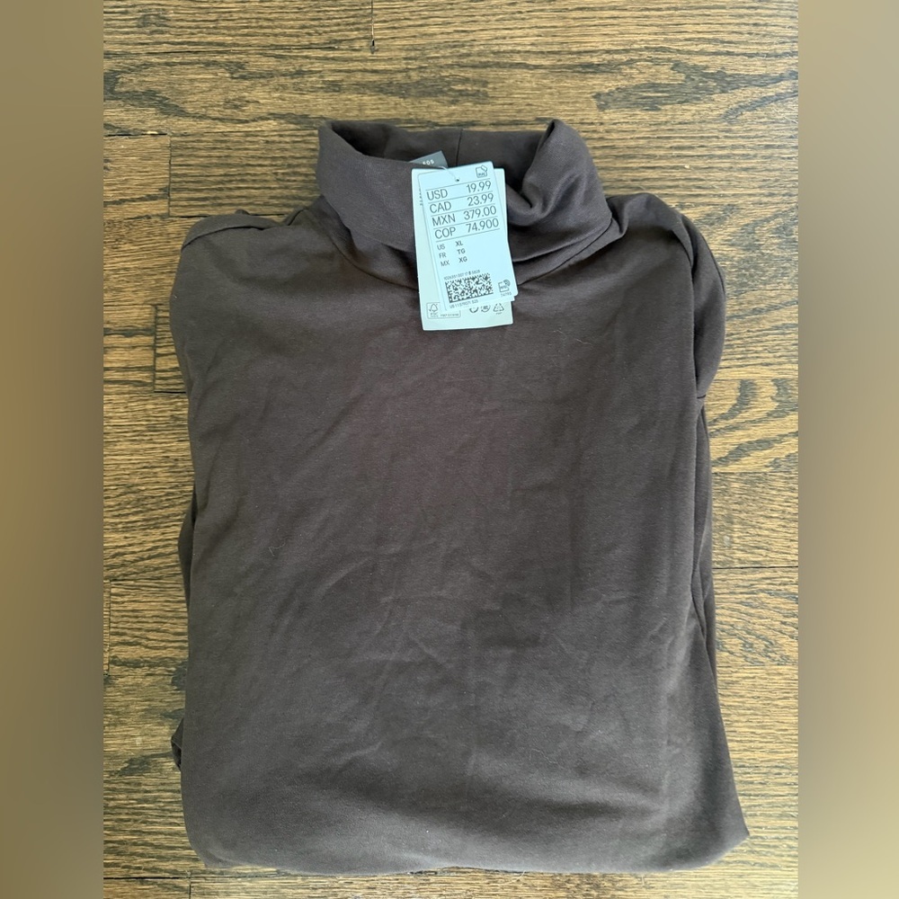 H&M Brown Cotton Turtleneck Long Sleeve Shirt – Size XL (NWT)